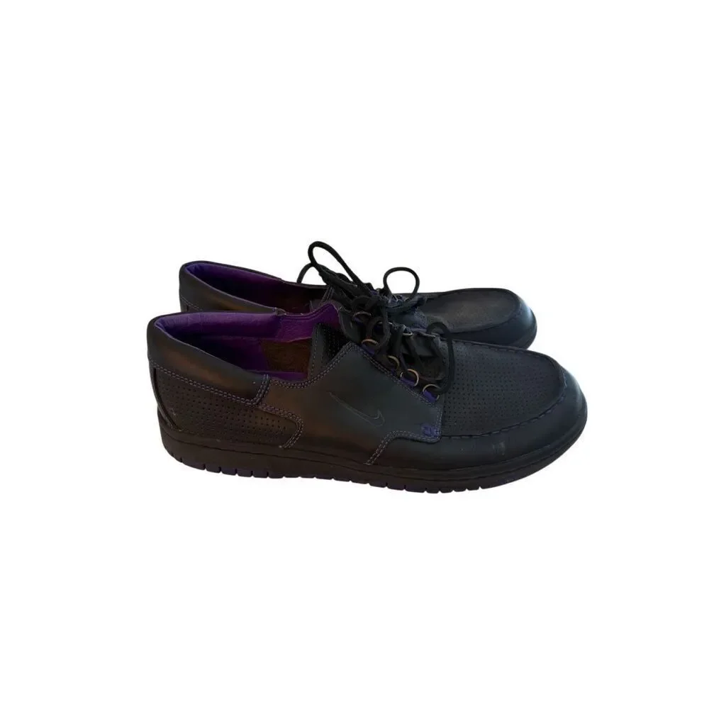 Nike Mens Black Purple Mad Jibe Leather Lace Up Perforated Boat Shoes Size 11